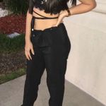 SheIn Black Strappy Lace Halter Top Photo 0