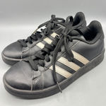 Adidas  Womens 7 Sneakers Black Gold Stripes Lace Up Shoes Casual Workout Gym Photo 0