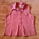 Talbots Pink Denim Style Sleeveless Button Front Shirt Size XL Photo 0