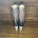 Nine West 90s y2k  ash brown leather ombré calf high heeled boots cottage pull on Photo 3