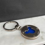 Disney Blue Frosted Mickey Ears Silver Key Chain Key Ring Charm Photo 2