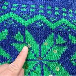 Quacker Factory 1/4 Zip Pullover Sweater Sequins Snowflake Winter Blue Green XL Photo 8