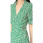 Dalton Silk Crepe Wrap Dress in Green Floral Print Size L Photo 2