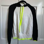 Central Park West  Knit Hoodie in Ivory & Neon Yellow, Size XS Photo 0