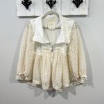 Anthro Hei Hei Eyelet Swing Windbreaker Jacket Ivory XS EUC Lightweight White Photo 1