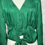 Flying Tomato Green Tie-Front Blouse Large Photo 6