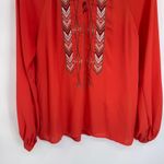 Cruel Denim Popover Top Women Small Orange Polyester Embroidered Cowgirl Western Photo 2