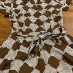 INC International Concepts Brown Cream Checkered Shirt Dress Belted Short Size 6 Photo 3