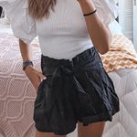 ASTR Black Paper bag Linen Shorts  Photo 0