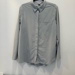 Athleta  Urbanite Top Womens L Green Striped Button Down Shirt 986555 Photo 1