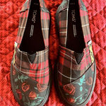 Toms Tom’s  Platform Loafers Women Size 6.5 Red Plaid With Patchwork Photo 0