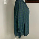Talbots Tartan Popover Blouse Plaid Ruffle Green Black Fall Winter Petite Preppy Photo 1