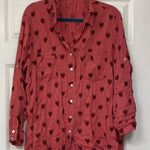Just living  Red Heart Button Down Shirt Photo 0