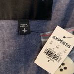 EXPRESS Navy Blue & White Striped Belted Trench Coat Size Small Photo 4