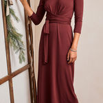 Garnet Hill NEW  Ballet Wrap Knit Midi Dress classic fit ballet wrap size large Photo 0