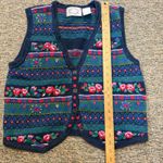 Erika Vintage Fair Isle Floral Knit Vest Button Front V-Neck Women's M Photo 8