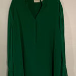 Chico's  Green Blouse with Pleated Sleeves Photo 0