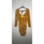 New‎ Mink Pink Women's Golden Bodycon Velvet Touch Ruched Dress Large Photo 8