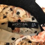 Nasty Gal Mini Dress High Neck Open Back Long Sleeve Polka Dot Floral Beige 6 Photo 2