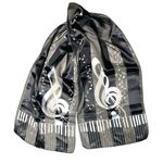 Treble Cleft Black Striped Long Sheer Scarf Photo 1