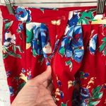 Vintage Floral Fit Flair MIDI Skirt Sz 12 Pockets Red White Blue 90s Spring Photo 5