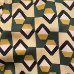 ZARA Geometric Print Wide Leg The Safia Satin Pant Green Black Size Medium Photo 13