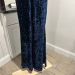 Lulus Classy Sensation Navy Velvet Pleated Strapless Maxi NWOT Sold Out On Line Blue Photo 2