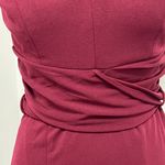 Dress the Population Alessia Wine Burgundy V-Neck Tie Waist Crepe Size XS NWT Photo 3