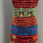 KPC Boho Multicolored Razor Cut Handcrafted Embroidered Dress XXL Red Photo 0