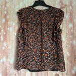 Greylin  Orange Fall Floral Black Tassel Tie Boho Blouse Photo 8