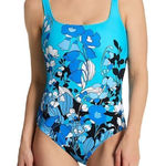 Gottex Floral Art Square Neck One Piece 8 Blue Floral Swimsuit Photo 0