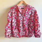ZARA Floral Bomber Jacket Womens Size M Pink floral bomber Jacket Full Zip Up Photo 0