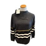 NWT Womens Love Trend New York Striped Envelope High Neck Sweater Photo 1