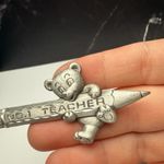 Signed JJ No. 1 Teacher Pencil With Teddy Bear Brooch Pin Jonette Jewelry Silver Photo 9