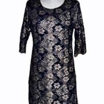 NWT Carla Conti Black / Gold Cocktail Dress Shimmer Shiny Glitter BLACK GOLD Size L Photo 1