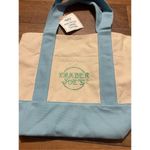 Trader Joe’s Pastel Blue Mini Canvas Tote Bag NWT Photo 1