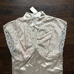 Satin and Lace Cap Sleeve Bodysuit Champagne Large Photo 1