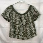 Skies Are Blue women's green embroidered off shoulder loose relaxed blouse small Photo 0