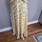 Max Studio New  Maxi Dress V-Neck Floral Yellow Ruffle Trim Med Cottage Core Photo 2