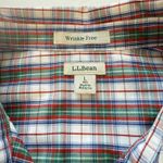 LL Bean Red White Plaid Long Sleeve Pinpoint Oxford Button Shirt Size LARGE Photo 9