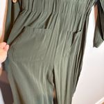 ZARA  Flowy Belted Jumpsuit in Olive Forest Green Photo 5