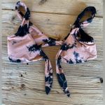Tie die /tie front tan and black bathing suit top Photo 5