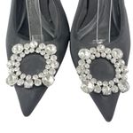 ZARA  Black Embellished Rhinestone Pointed Slingback Pumps Kitten Heels Size 9 Photo 4