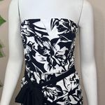 White House | Black Market WHBM White & Black Floral Strapless Pocket Dress New Photo 4