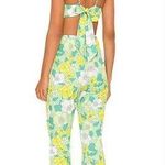 More to Come Sandy Flared Jumpsuit in Green Floral Medium Yellow Photo 1