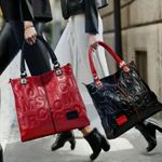 NWT AD Wo 'S Genuine Leather Shoulder Bag Red/Black Red Photo 8