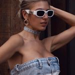 ZARA  Denim Mini Dress Sleeveless White Blue jeans Photo 7