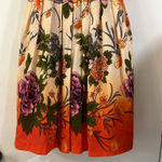 Muse Large Floral Ombre Dress Gradient Pleated Full Orange Green Purple Cottage Size 6 Photo 2
