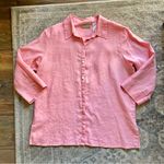 Liz Claiborne  100% Linen Pink Coral 3/4 Sleeve Top Large Photo 4