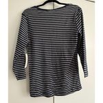 Three Dots  Navy White Stripe V Neck 3/4 Sleeve Tee Top Women's Size L‎ Photo 3